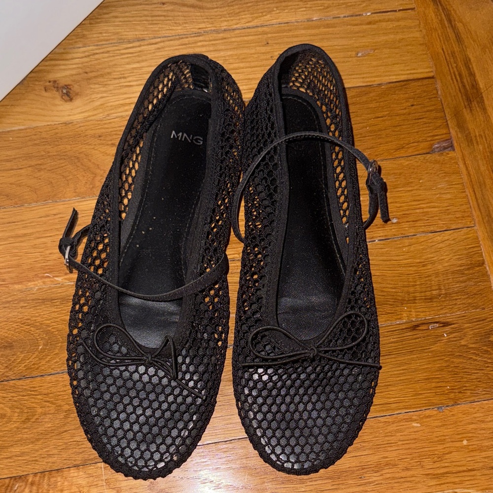 Mango Women's Black Mesh Flats